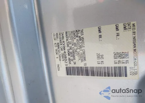 2022 Nissan Altima Sr Fwd z USA, uszkodzony, nr VIN 1N4BL4CV3NN408023